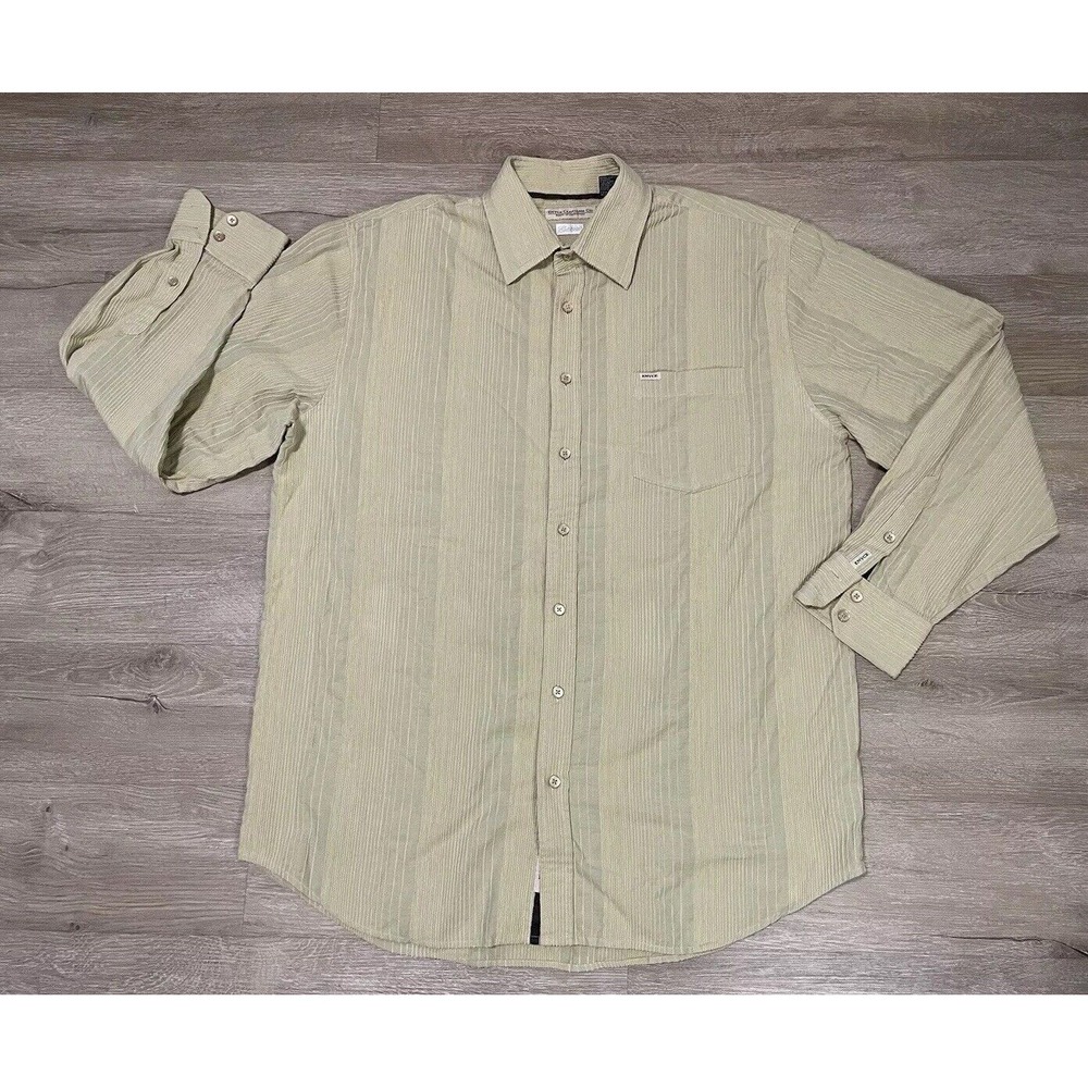 VTG Y2K ENYCE Clothing Co. Men's Sz 2XL Long Sleeve Striped Button Down Shirt